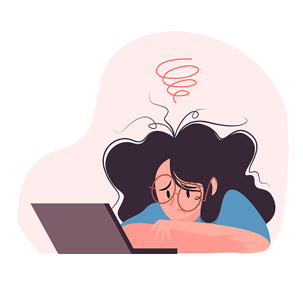 女性が頭を抱えているイラスト１
